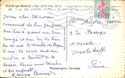 CPSM the Collar D' Aspin At the top