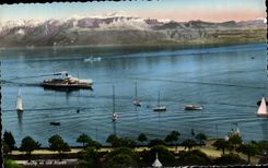 CPSM Ouchy et les Alpes Bateau 