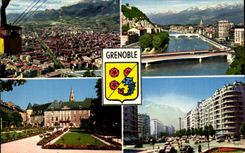 CPS the Alps natural colors Grenoble View and chains of Belledonne Teleferique of the Bastille Garden of