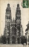 CPA Tours Cathedrale St Gatien Facade