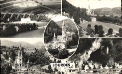 CPA Lourdes the Basilica Black and white Saint Roof of the Underground Basilica the Basilica the Basilica the Cave