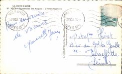 CPA la dimension Niza de la caminata azul del ingles el hotel de Negresco