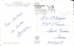 CPA Geneva the Lake the Water Jet and the City Since the Slope of Cologny