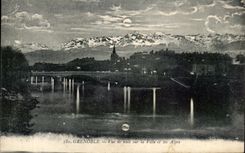 CPA Grenoble Seen of night on the City and the Alps