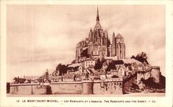 CPA Mont Saint Michel Walls And the Abbey