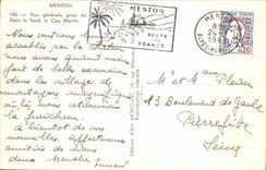 CPSM Menton View Taken De Galavan In the Content the Cape Martin