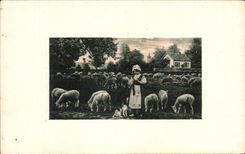 CPA Shepherdess and sheep