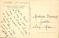 CPA While Strolling View on the Garden of Tileries and I' Arc de Triomphe of I' Etoile Paris