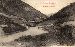 CPA the Low Pyrenees Valley Of Winder Forging mills D' Asel Stopping And the Bridge