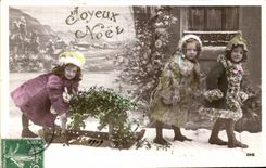 Trineo largo de la Navidad de los ninos de la fantasia de CPA