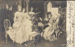 CPA Fantaisie Concert Piano Clavecin Femmes Hermanos Santiago Chili