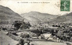 CPA Lourdes the Castle and Mountains