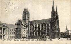 CPA Rouen the Place of the Town hall And the Church St Ouen