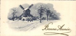 CPA Bonne Annee Fantaisie Moulin 