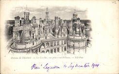 El castillo de CPA de Chambord las azoteas vistas de tiene vuelo del pajaro