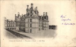 Castillo de CPA de Chambord visto en del oeste