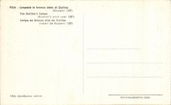 CPA Lampade en la deuda di Galileo Rammed de Bronzo