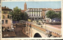 CPA Montauban the Bridge of the Consuls Places Theater and Bell-tower St Jacques