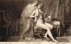 CPA Fantaisie David Paris et Helene Musee du louvre Paris 