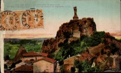 CPA Puy the Rock Crow And Statue Colossal Of our Lady Of France
