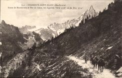 CPA Chamonix Mont Blanc Road of Montenvers and Mer of Ice Needles Green and Thickly