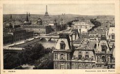 Panorama de CPA Paris de la torre Eiffel de ocho puentes