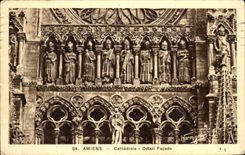 CPA Amiens Cathedral Detail Frontage