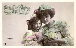 CPA Fantasy Woman and children Easter eggs