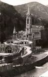 CPSM Lourdes the basilica and Gave