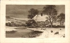 CPA Fantaisie paysage Moutons 