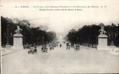 CPA Paris the Avenue of the Champs Elysees and Horses of Marly