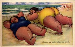 CPA Chacun sa Petite Place au Soleil Femme forte