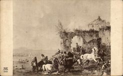 CPA Wouverman Le baignoir Cheval