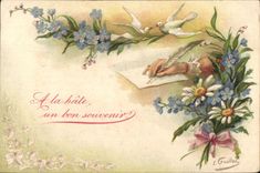 La mano de la fantasia de CPA florece palomas