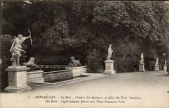 CPA Versailles Le parc Combat Des Animaux et Allee des Trois Fontaines The park Fight Between Beasts and Three Fountains