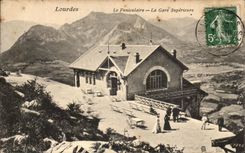 CPA Lourdes the funicular Train station higher