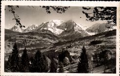 CPA Road of Sallanches Combloux Megeve Panorama on Mont Blanc