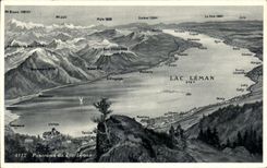 CPA Panorama of the lake leman