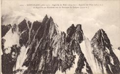 CPA Mont Blanc Aiguille South Switches Plan and Needles of Blaitieres seen of the Summit of Grepon