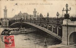 CPA Paris the Bridge Alexandre III Barge