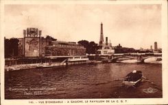 Overall picture CPA On the left the House Of the CGT Fair international Paris 1937 Eiffel Tower