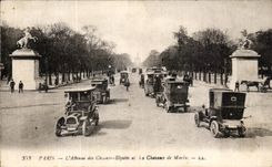 CPA Paris the Avenue Of the Champs Elysees And the Automobile Horses De Marly