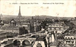 CPA Paris Panorama of the Eight Bridges Eiffel Tower
