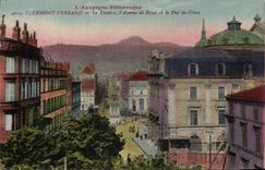 CPA clermont Ferrand the Theater the Avenue of Royat and Puy de Dome