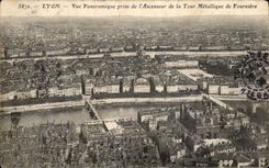 CPA Lyon Panoramic View Taken Of the Elevator Of the Metal Tower De Fourviere
