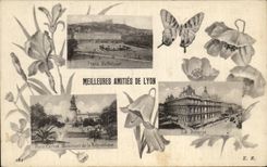 CPA Meilleures Friendships of Lyon Papillon places Bellecour Place Carnot the Stock Exchange