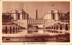 CPA Basins Of Trocadero Paris Fair international bets 1937