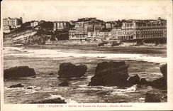 CPA Blarritz Hotel Et Plage Du Palais Hoyel Miramar