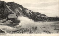 CPA Biarritz La Cote des Basques par gros temps