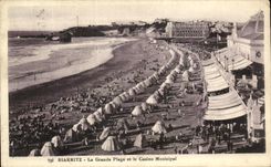 CPA Biarritz La Grande Plage Et Le Casino Municipal